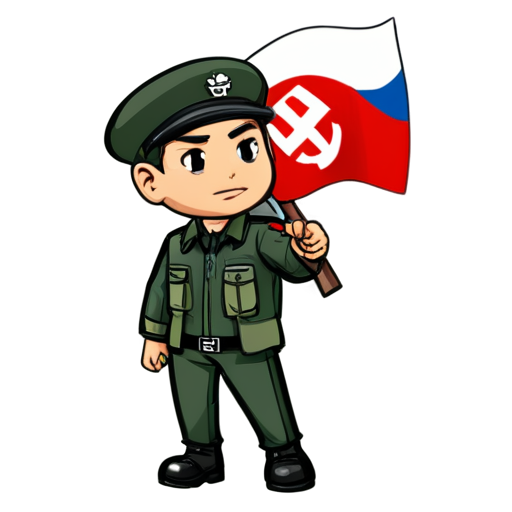 A russian nazi killing Asians with a swastika flag - icon | sticker