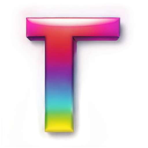 Letter "T", ghosting, colorful gradient - icon | sticker