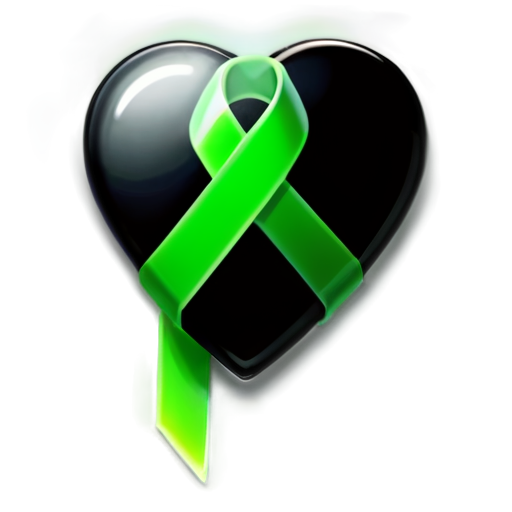 Green ribbon symbolic for mental health and love - icon | sticker
