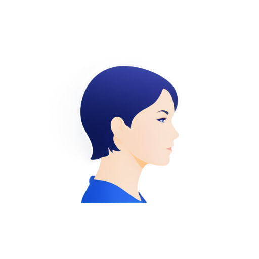 AI for fitting women's haircuts and hairstyles, it's a pretty logo. colors - parple, pink. yellow, blue - icon | sticker