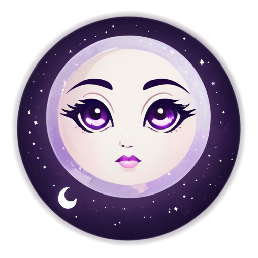 Logo mystical, purple shades, white background, moon, minimalism - icon | sticker