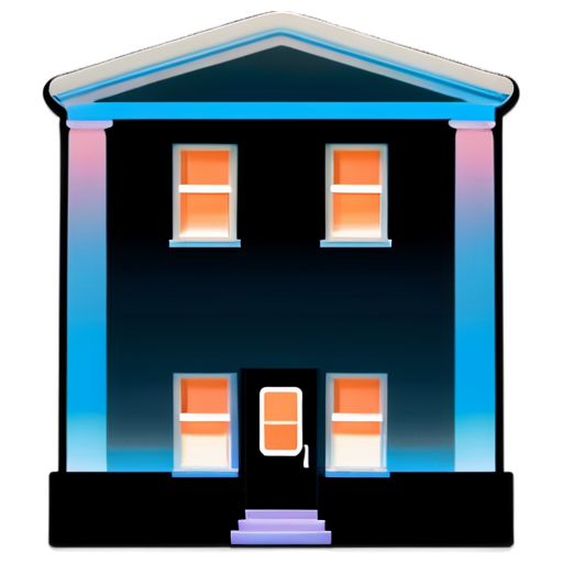 A modern, minimalistic 2D illustration representing an apartment rental service. The image features a stylized apartment building with rounded edges, emphasizing windows and a door. In front of the building is a small 'For Rent' sign, using a bolder color like orange or red. The building is in soft pastel colors, such as light blue or green, with white accents. The background is a flat color, like soft beige or light gray, creating a calm and friendly visual experience. The design has a smooth, matte finish with subtle shadows for depth. - icon | sticker