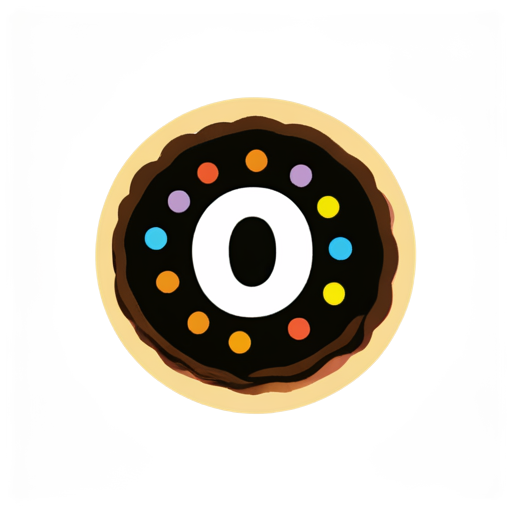 The pie is sprinkled with candies in the shapes of "0" and "1", and there is a pen next to it. - icon | sticker