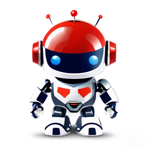 Software icon logo depicting Cute little Robot with a shield colored by navy and crimson. Logo for software that automates mundane tasks - icon | sticker