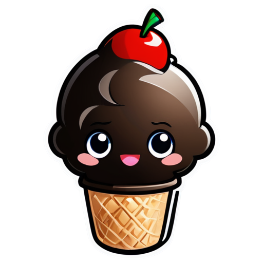 mascot Ice cream logo with cherry on top - icon | sticker