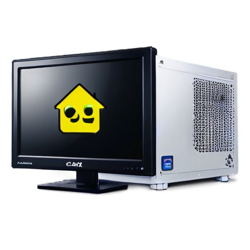 A personal computer, system case and monitor, with logo "COMPX" - icon | sticker