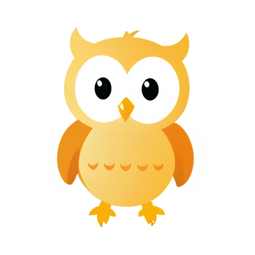 simple, smiling, child, cute, one-line, owl, 5 colors - icon | sticker