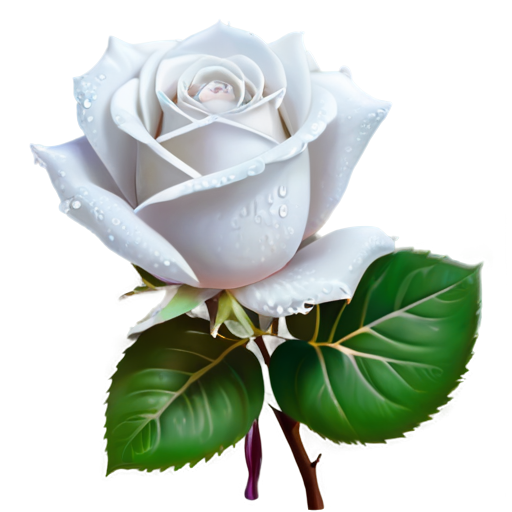 Crystal white rose, with dew on the petals - icon | sticker