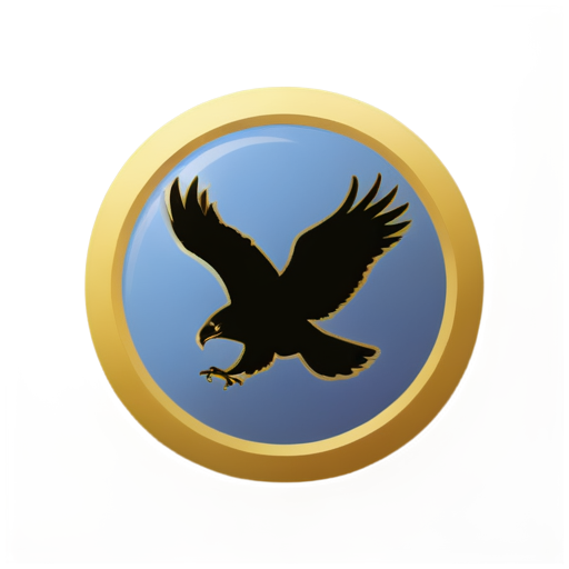 create a logo about eagles nest or alamut iwant a round circle in center and a golden eagle flying - icon | sticker