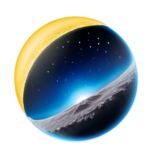 The silver moon falls in the golden Milky Way,The light from the Milky Way is soft but shining - icon | sticker