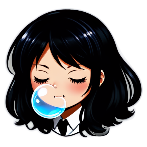 sleeping anime face that blows a bubble from its nose - icon | sticker