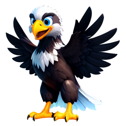 Cute Eagle soaring mascot. adorable 3D eagle expressing joy and excitement. Ideal for children education - icon | sticker