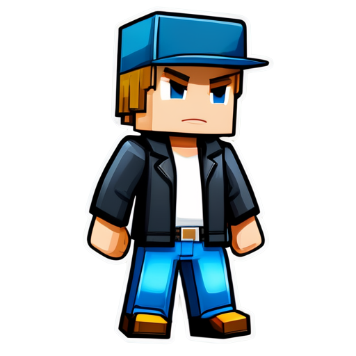 Street gangster in Minecraft style - icon | sticker