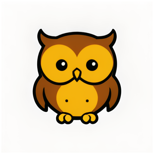 simple, smiling, cute, one-line, owl, 5 colors - icon | sticker