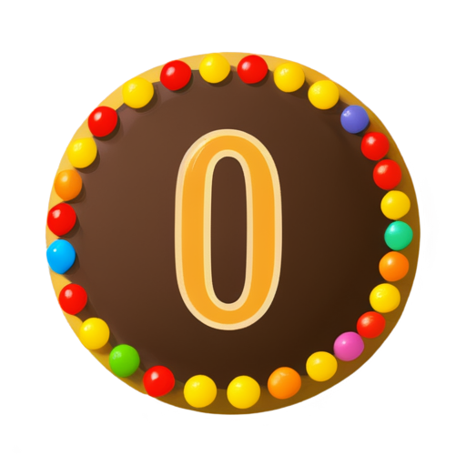 The pie was sprinkled with candies in the shape of the numbers "0" and "1", and there was a pencil stuck diagonally on pie top. - icon | sticker