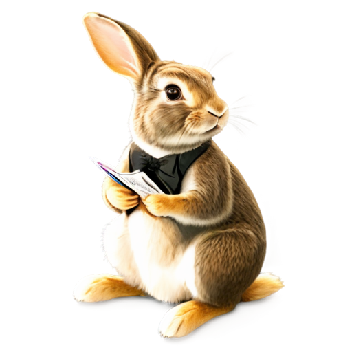A rabbit checking ticket - icon | sticker