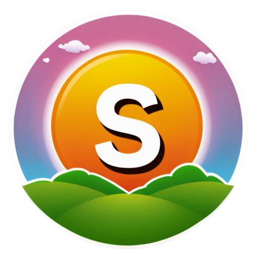 circle sunrise with letter s inside - icon | sticker