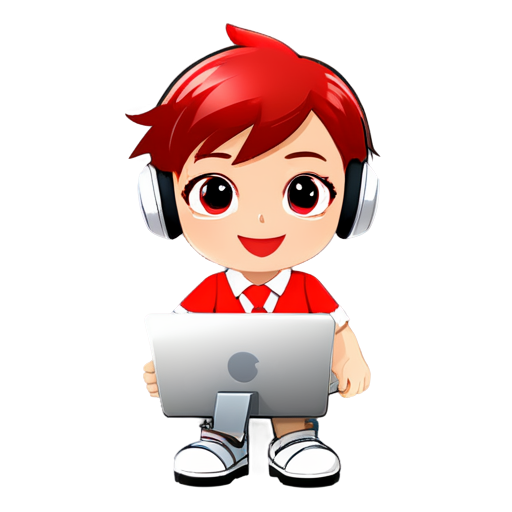 IT-support mascot with red and white colors - icon | sticker