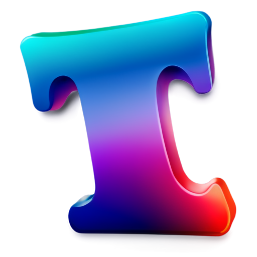 Letter "T", ghosting, colorful gradient - icon | sticker