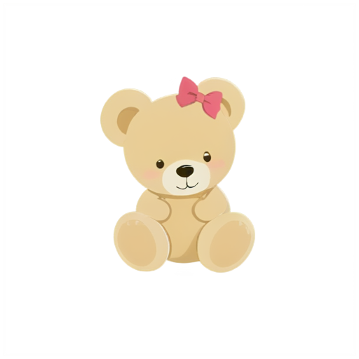 girly bear with a bow sleeping - icon | sticker