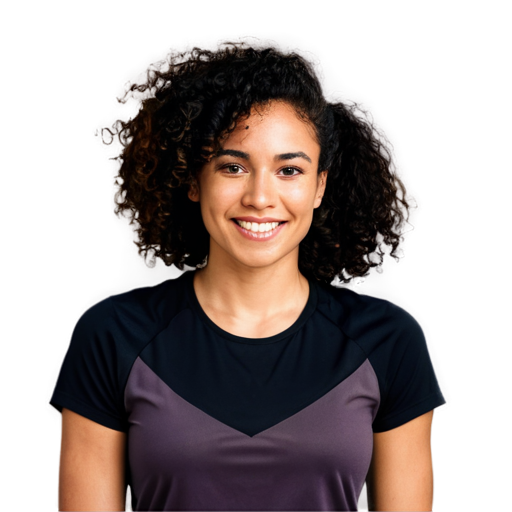 mixed-race woman, sporty clothes, smiling, 30-year-old, white background - icon | sticker