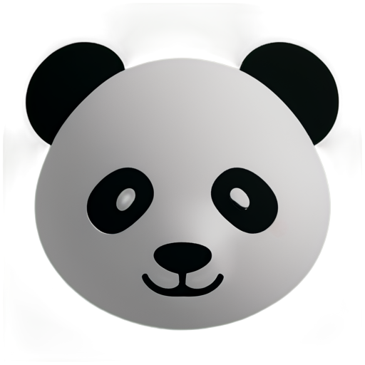 A pandas face, super simplistic, grey and white, modern logo - icon | sticker