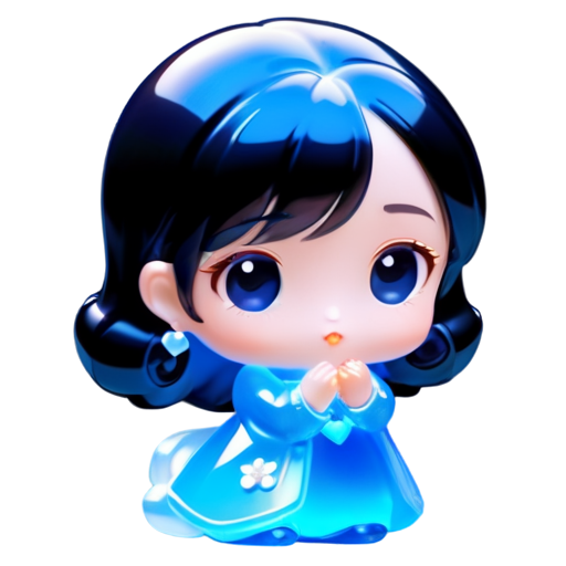 Jasmine in a blue dress is sending an air kiss 👄 - icon | sticker
