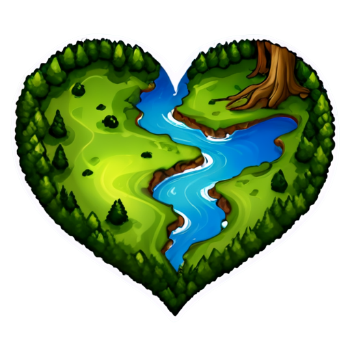 Fantasy map in the form of heart - icon | sticker