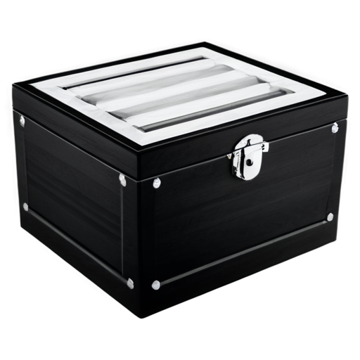 wooden box front view black lines black and white colour without background - icon | sticker