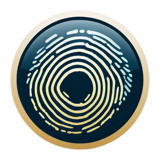 fingerprint round logo without lettering, flat style, solid blue color, transparent background - icon | sticker