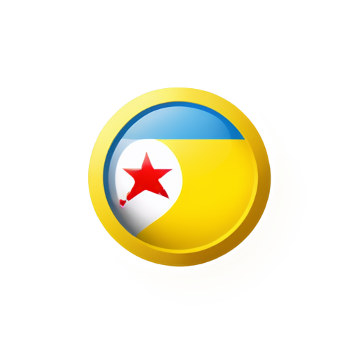 Logo for selling cars, in yellow and golden colors, a car on the logo and the flags of Korea, China and Europe - icon | sticker