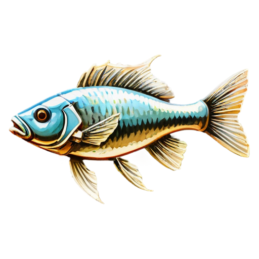 medieval fish, paint style, - icon | sticker