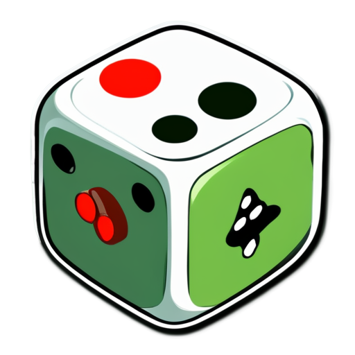 An icon that is a widget for the game. Indicates a hand-drawn bet. It must contain green bills and red dice. The picture conveys a sense of risk, a warning. 2D style - icon | sticker