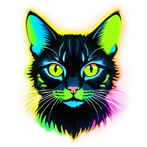 cyberpank abstract cat neon - icon | sticker