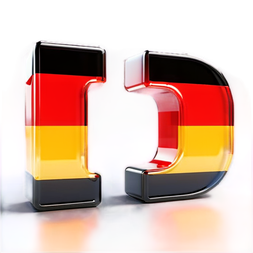 a letter 'D' in Roboto font, in colors of German flag (black, red, gold), flat style - icon | sticker