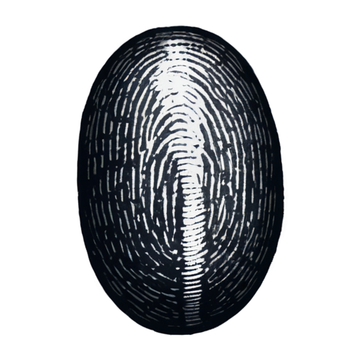 A bug with a clear human fingerprint as drawing on its back. Fingerprint should not be symmetric but continue over the full back of the bug. Print on the back of the bug should really be clear as a biometric fingerprint. Fingerprint in clear white - icon | sticker