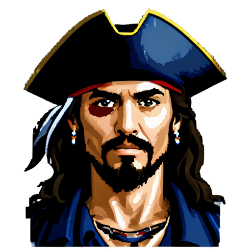 pirate, 8bit, monochrome, avatar, portrait - icon | sticker