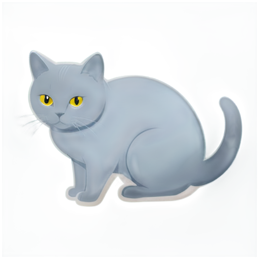 Chartreux cat is gaming with a big "LOL" , Simple line style - icon | sticker