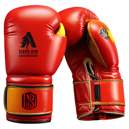 3D icon boxing gloves in three colors: red, orange and yellow - icon | sticker