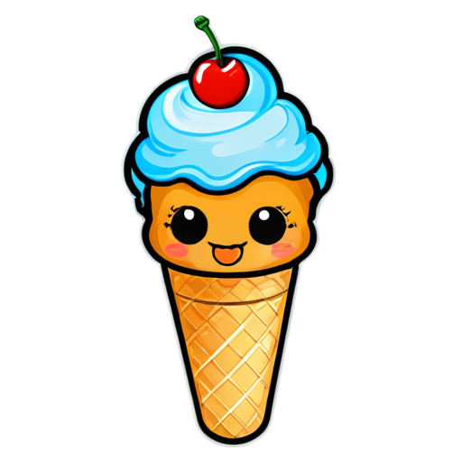 mascot Ice cream logo with cherry on top - icon | sticker