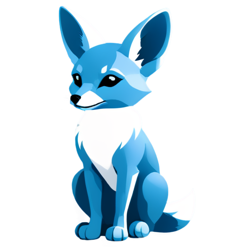 A clip art geometrical profile of a sitting fennec fox in silver and azure blue colors for a gamer on twitch - icon | sticker