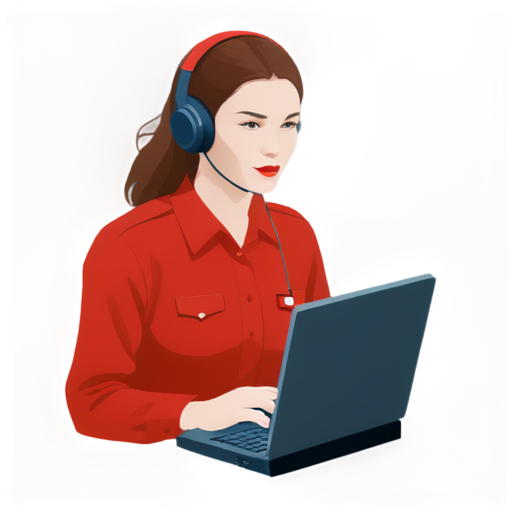 Girl computer operator in the USSR red tones - icon | sticker