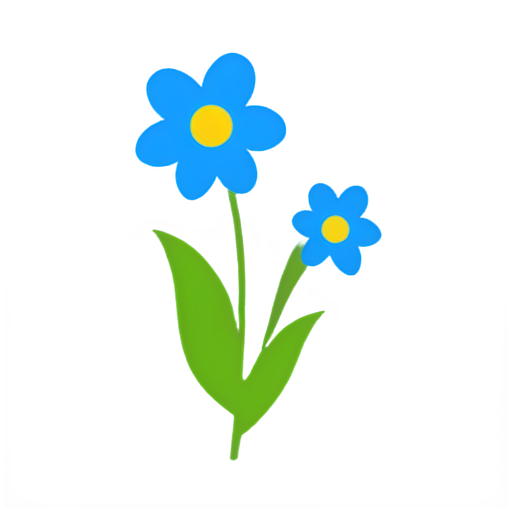 blue-yellow flowers, transparent png style - icon | sticker