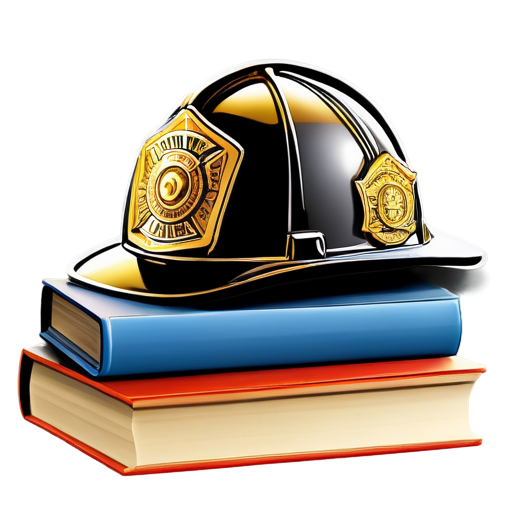 a firefighter helmet on books - icon | sticker