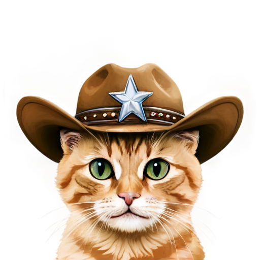 A cat with a cowboy cap - icon | sticker