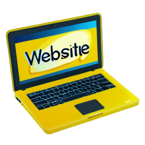 yellow laptop with script (website creation) - icon | sticker