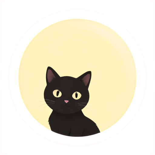 a cute black cat which look through the window - icon | sticker