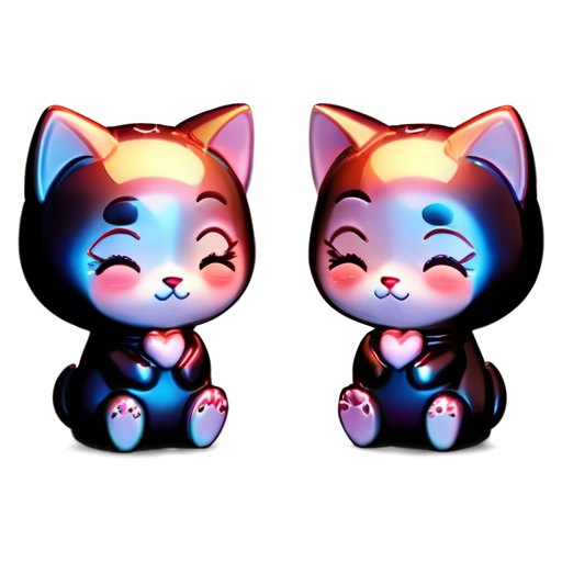 BQB,Animal emoticons,no humans,>_<,heart,cat,blush,sparkle,closed eyes,tears,open mouth,expressions,one eye closed,crying,:3,multiple views, - icon | sticker