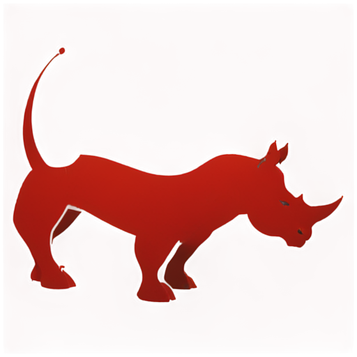 It should be a rhinoceros. It should be nervous. It should be very shapely. The color is red. It should only be from the head of a rhinoceros - icon | sticker