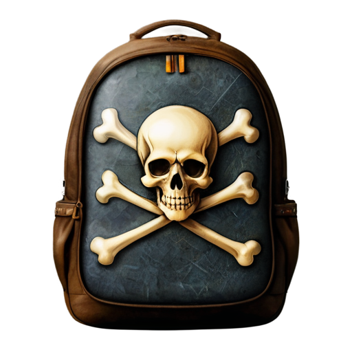 medieval backpack with skull and crossbones overlay - icon | sticker